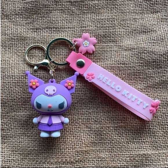 SANRIO KUROMI Hello kitty Charm Keychain Purple Kawaii Licensed Japan Import - Picture 9 of 9